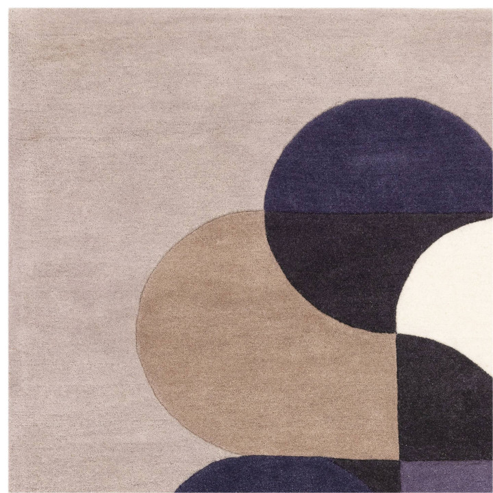 Rug Matrix geometric light grey dark grey blue t