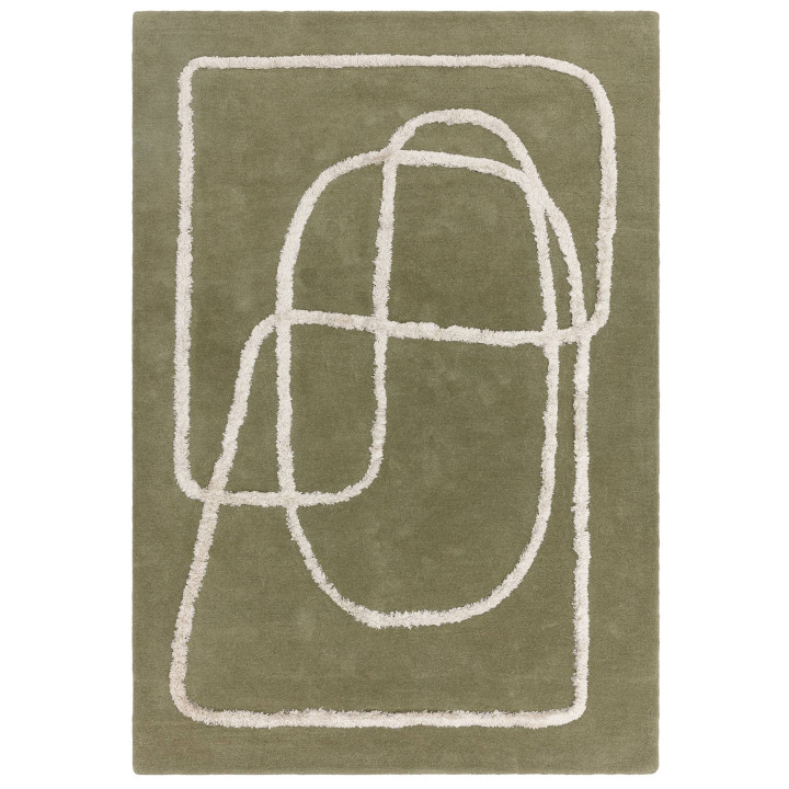 Rug Matrix abstract olive green beige 120x170 cm