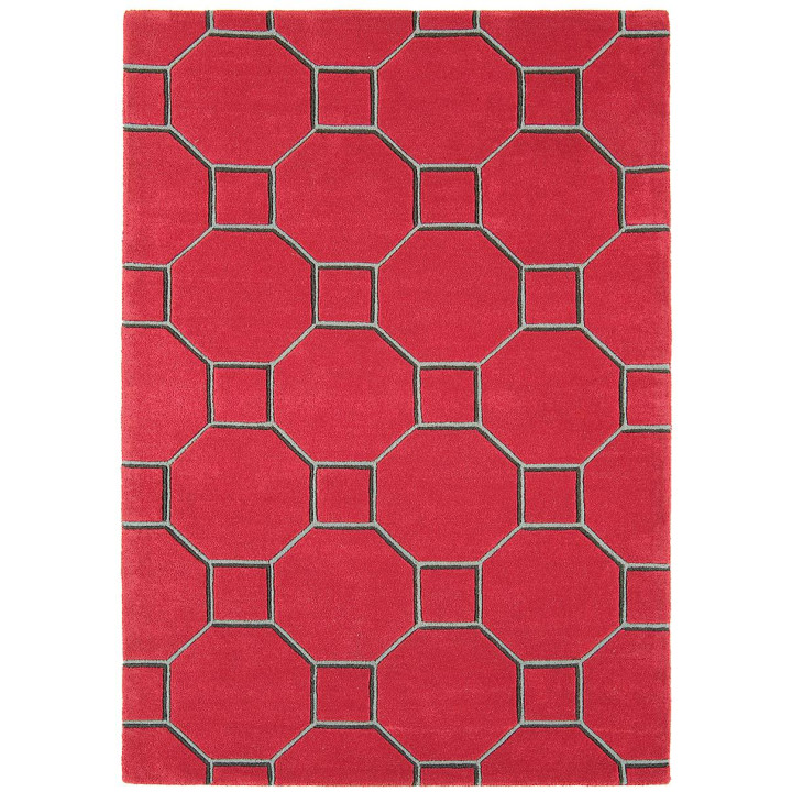 Tappeto Matrix geometrico rosso e grigio scuro c