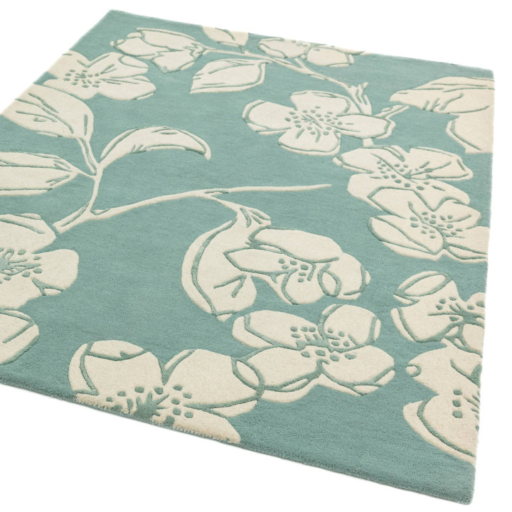 Rug Matrix all-over floral teal beige 160x230 cm