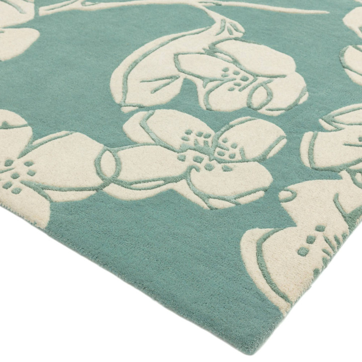 Rug Matrix all-over floral teal light beige 200x