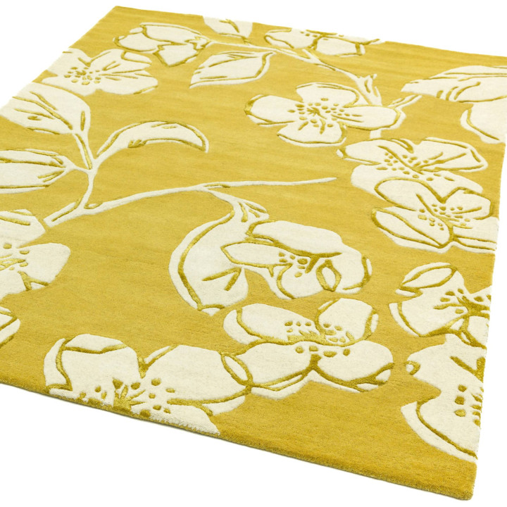 Rug Matrix all-over floral yellow white 120x170