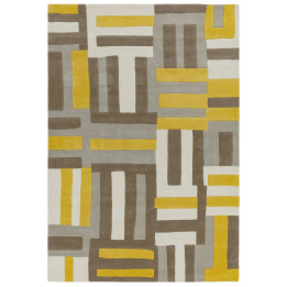 Rug Matrix geometric mustard yellow beige taupe