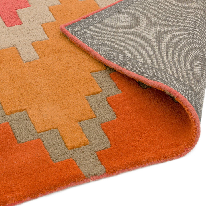 Rug Matrix geometric orange pink beige taupe 120