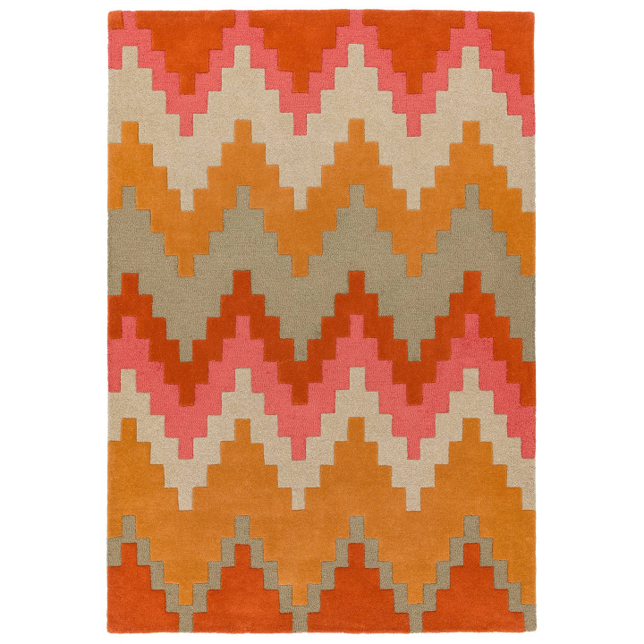 Rug Matrix geometric orange pink beige taupe 200