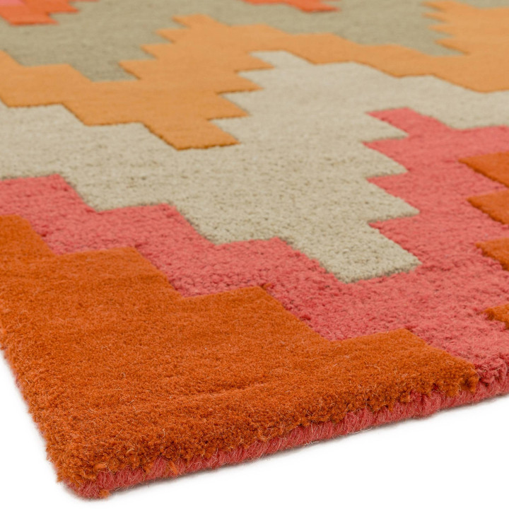 Rug Matrix geometric orange pink beige taupe 200