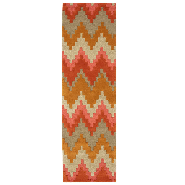 Rug Matrix geometric orange pink beige taupe 200