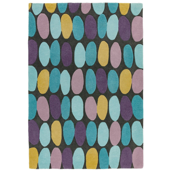 Rug Matrix geometric dark grey light blue purple
