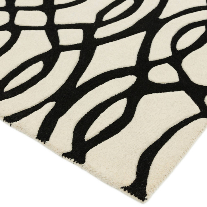 Rug Matrix geometric black white runner 70x240 c