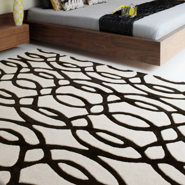 Tappeto Matrix geometrico nero e bianco 200x300