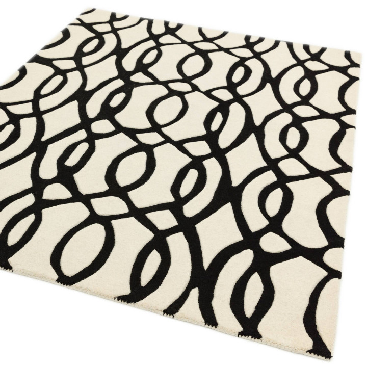 Tappeto Matrix geometrico nero e bianco 200x300