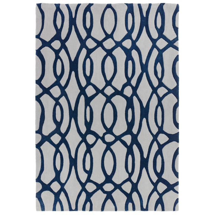 Rug Matrix geometric light grey blue runner 70x2
