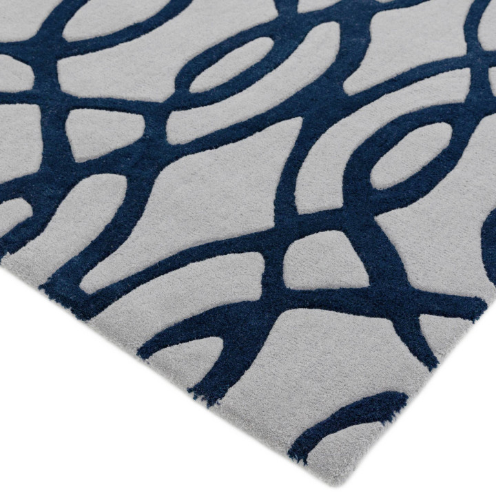 Tappeto Matrix geometrico grigio chiaro e blu co