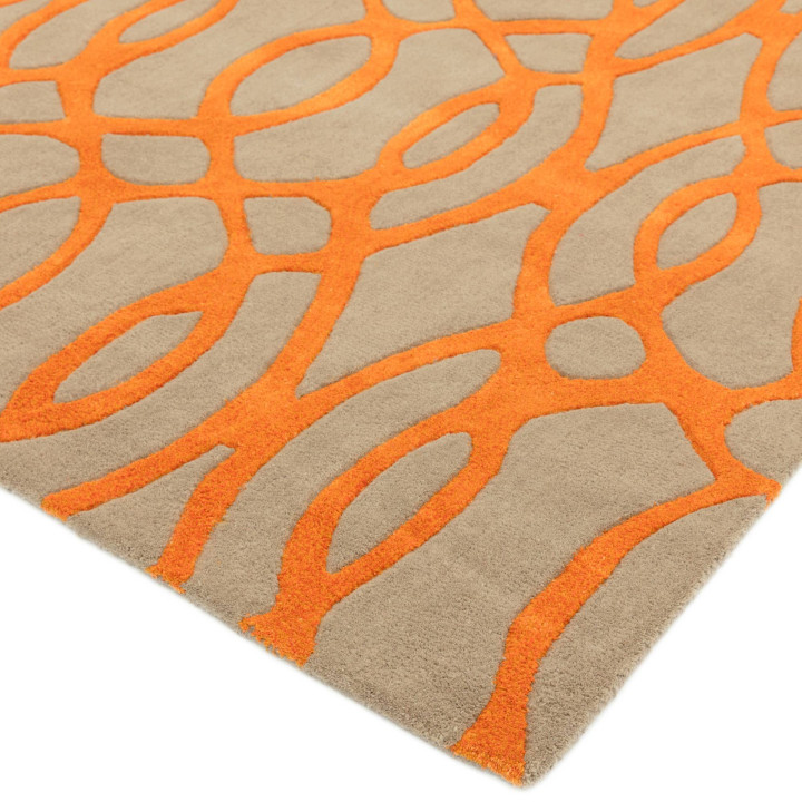 Rug Matrix geometric orange beige runner 70x240