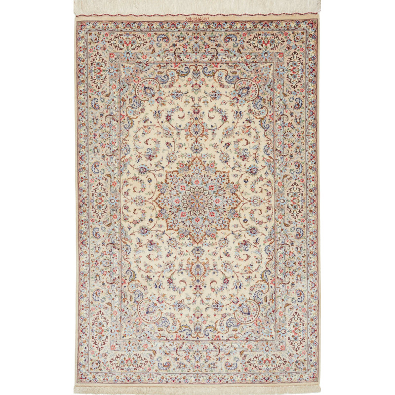 Rug Ghom Silk Persia 100x153 Cream Blue