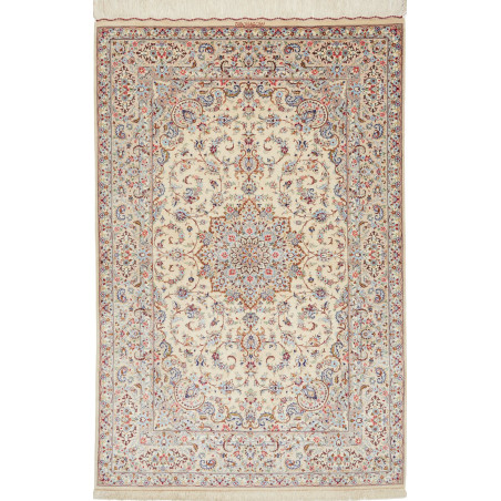 Rug Ghom Silk Persia 100x153 Cream Blue