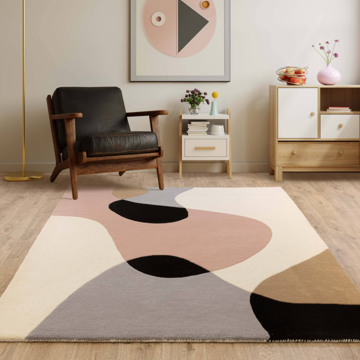 Tappeto Matrix astratto beige e rosa 200x300 cm