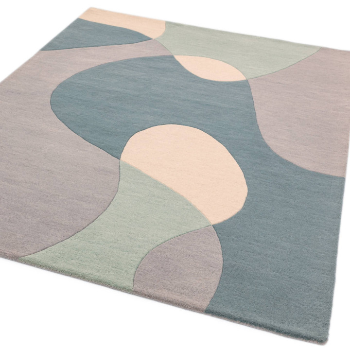 Rug Matrix abstract sage green beige petroleum b