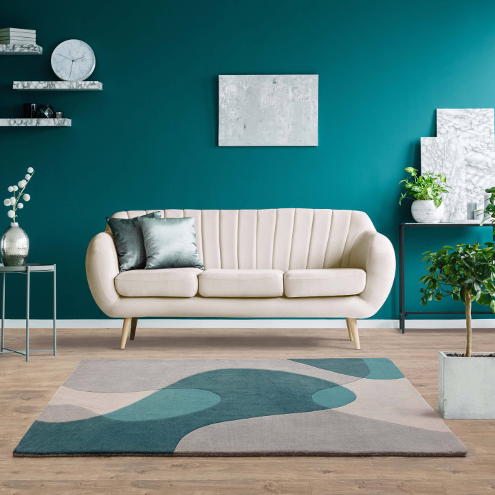 Tappeto Matrix astratto verde acqua e grigio 160
