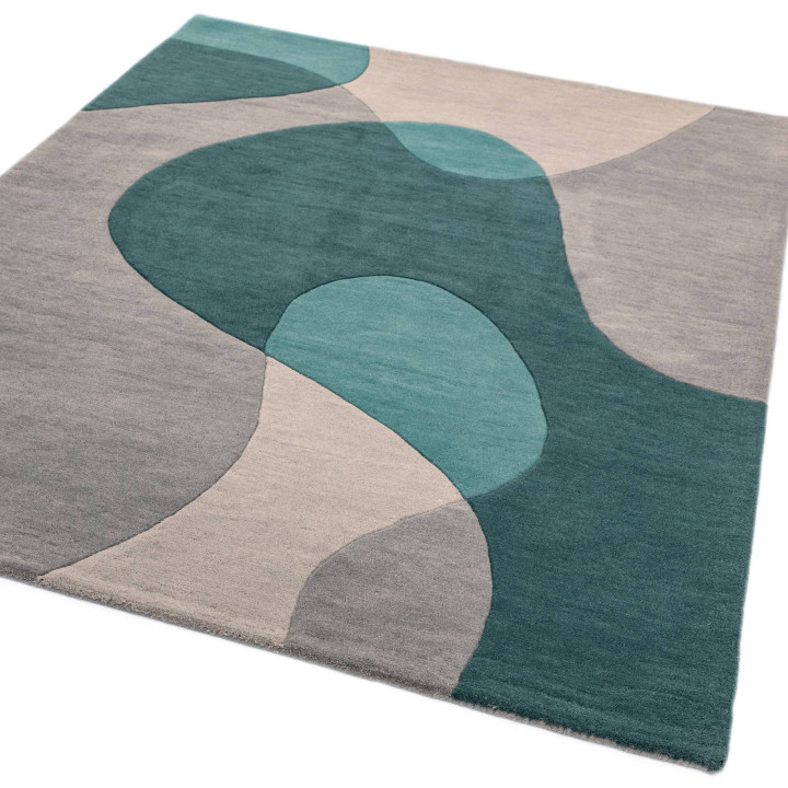 Rug Matrix abstract teal grey taupe 160x230 cm