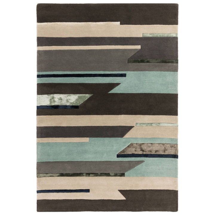 Rug Matrix geometric dark grey beige mint green