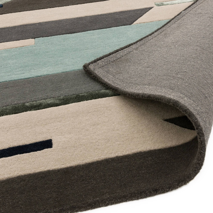 Rug Matrix geometric dark grey beige mint green