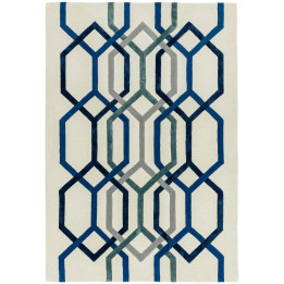Tappeto Matrix geometrico blu e grigio chiaro 16