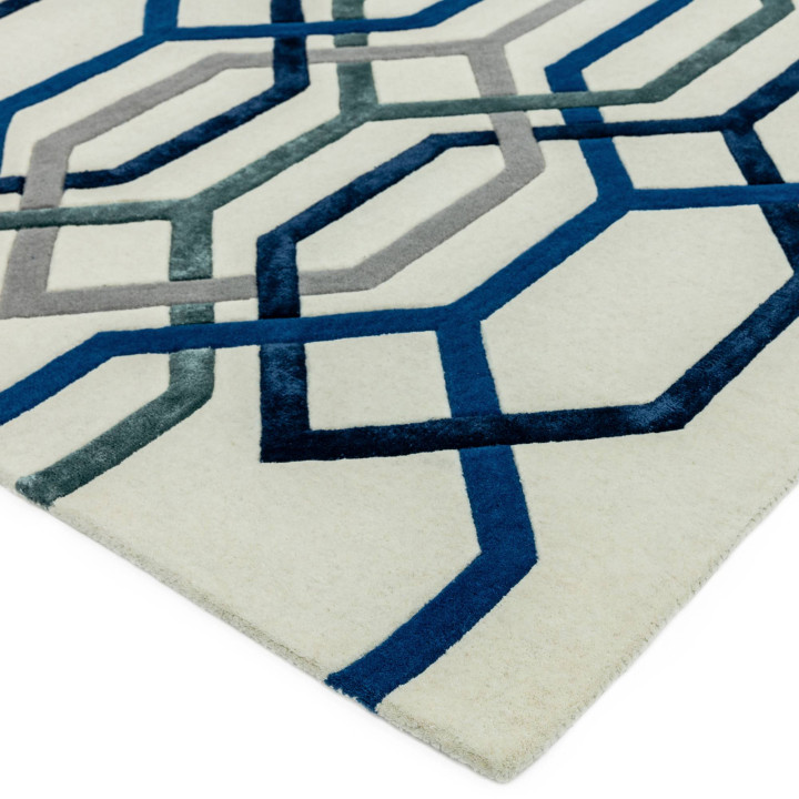 Tappeto Matrix geometrico blu e grigio chiaro 16