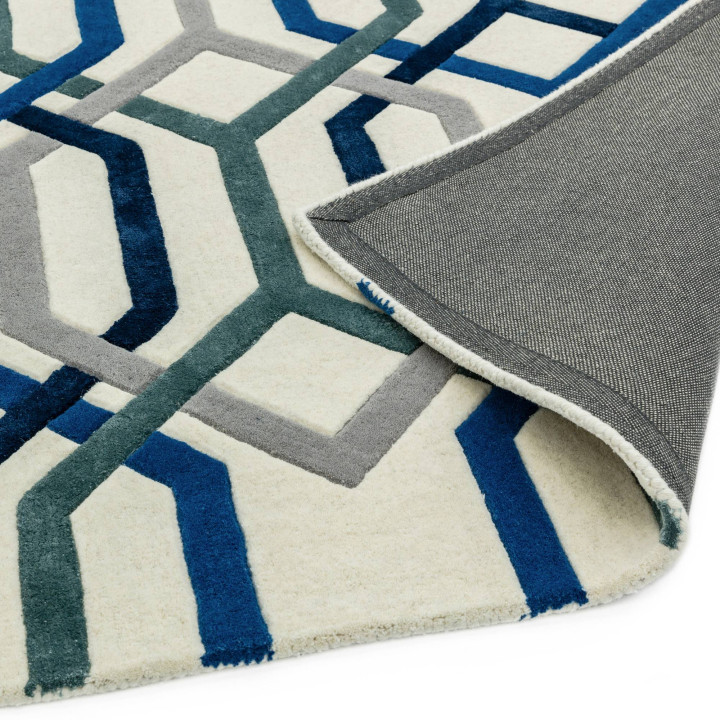 Tappeto Matrix geometrico blu e grigio chiaro 16