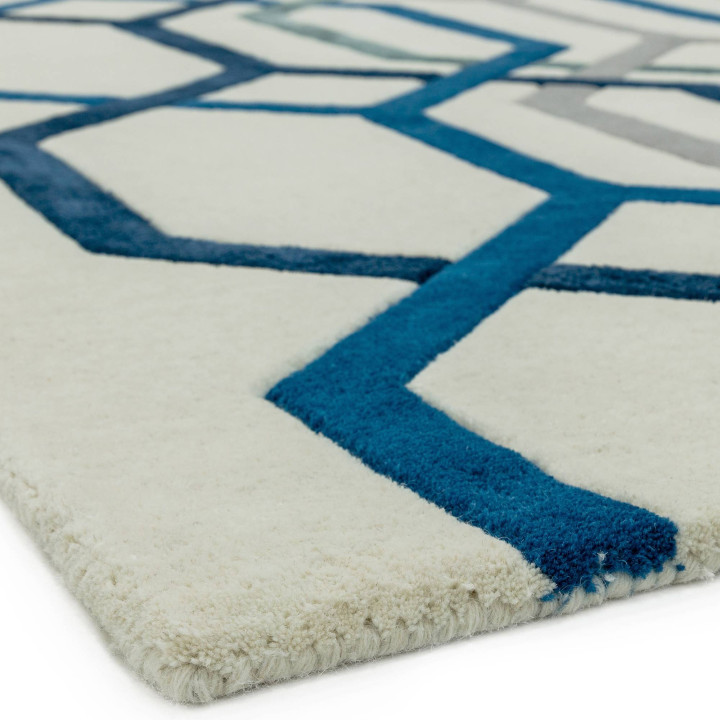 Tappeto Matrix geometrico blu e grigio chiaro 16