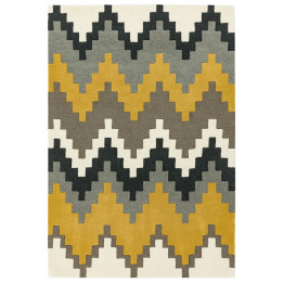 Tappeto Matrix geometrico giallo senape e beige