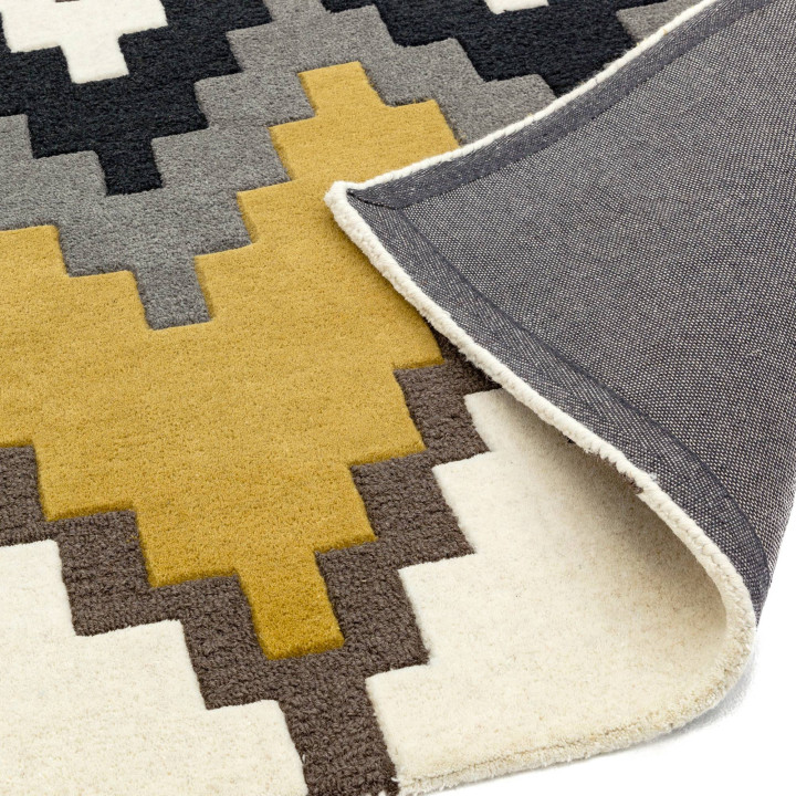 Rug Matrix geometric mustard yellow beige anthra