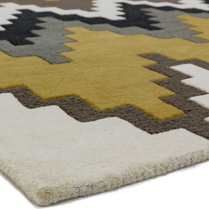 Rug Matrix geometric mustard yellow beige anthra