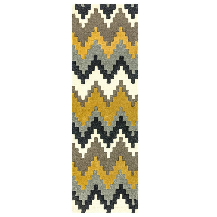 Rug Matrix geometric mustard yellow beige anthra