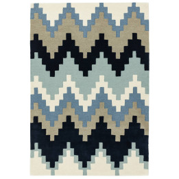 Rug Matrix geometric blue light blue grey beige
