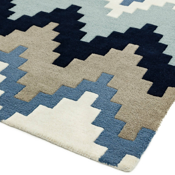 Tappeto Matrix geometrico blu e azzurro corsia 7