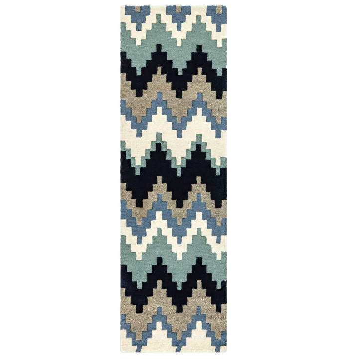 Tappeto Matrix geometrico blu e verde chiaro 120