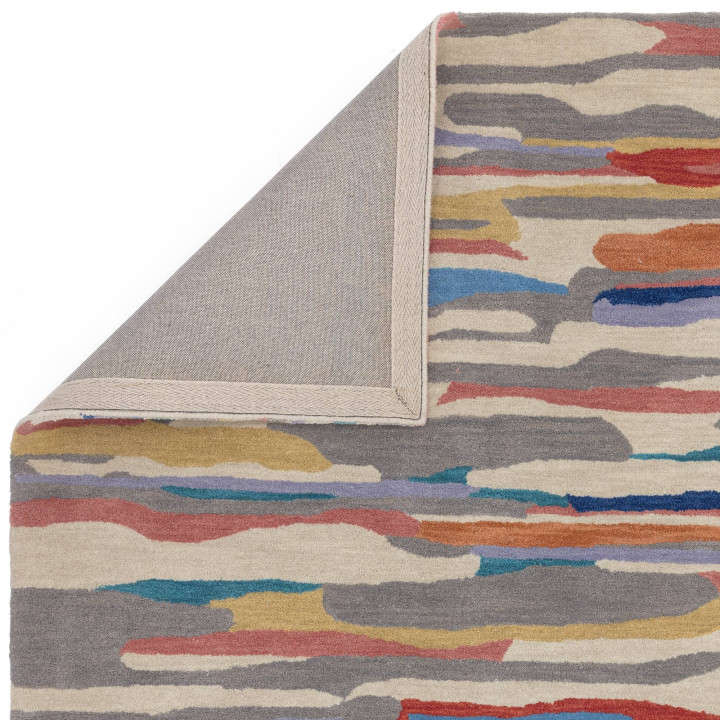 Rug Matrix geometric beige grey red blue yellow