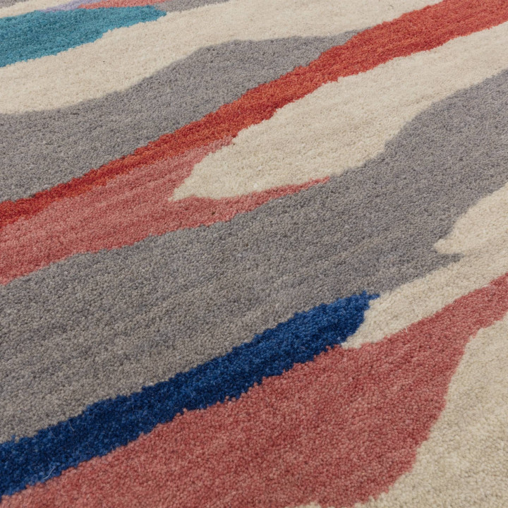 Rug Matrix geometric beige grey red blue yellow