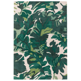 Rug Matrix all-over floral dark green light gree
