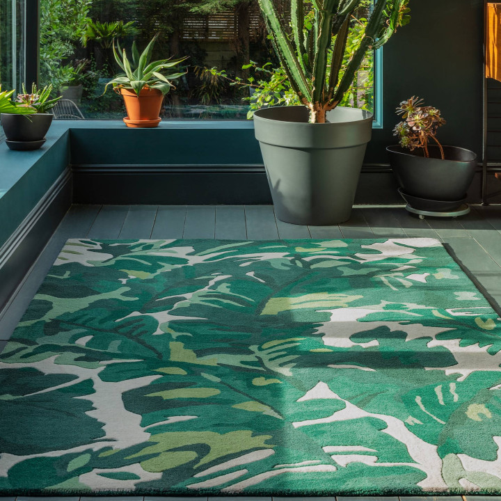 Tappeto Matrix floreale verde scuro e verde chia