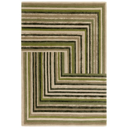 Rug Matrix geometric olive green dark green beig