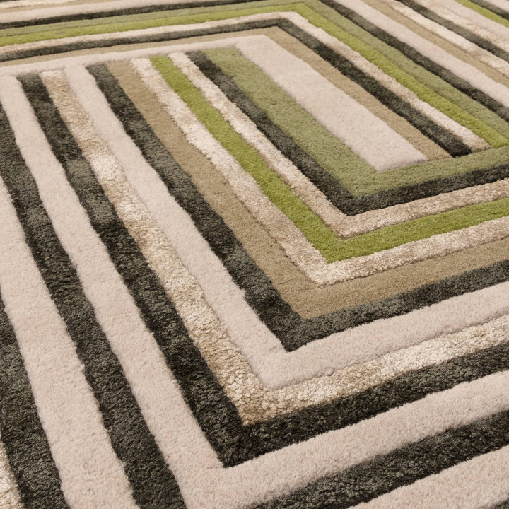 Tappeto Matrix geometrico verde oliva e verde sc