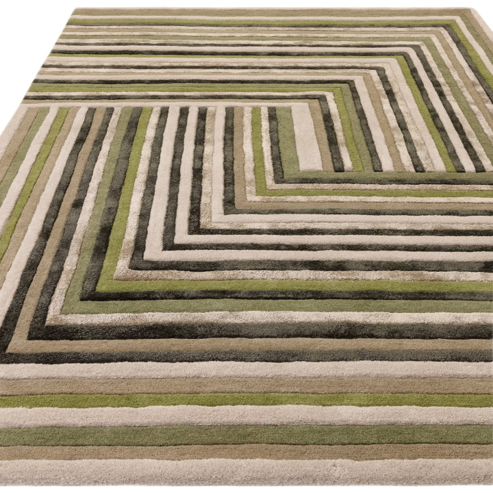 Tappeto Matrix geometrico verde e beige 200x300