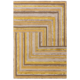 Rug Matrix geometric mustard yellow taupe beige