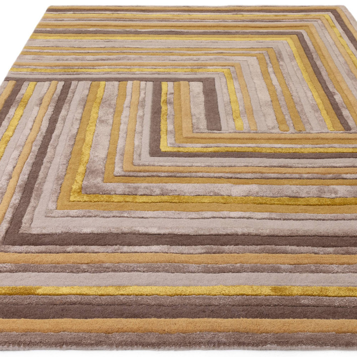 Rug Matrix geometric mustard yellow taupe beige