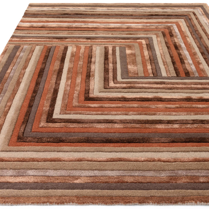 Tappeto Matrix geometrico marrone e rame 120x170