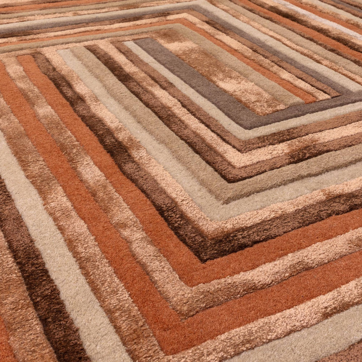Tappeto Matrix geometrico marrone e rame 120x170