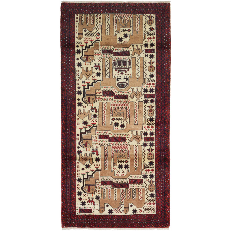 Baluch 92x200 Cm Baluch, Persia, Hand-carded Wool, Cotton,
