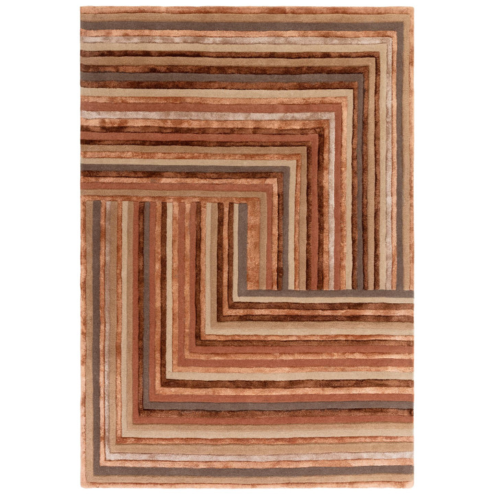 Tappeto Matrix geometrico marrone e rame 200x300
